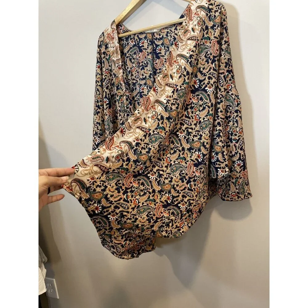 Entro Open Front Paisley Print SZ S Kimono Multicolor Lightweight Boho Festival - Picture 6 of 8